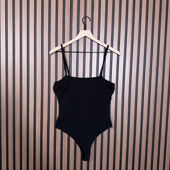 ATM Bodysuit Large Womens Black One Piece Spaghetti Strap Thong - Picture 2 of 7